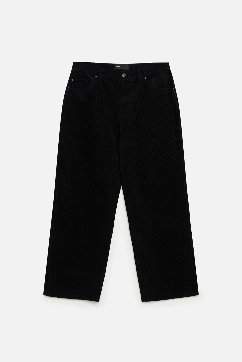 Брюки прямые с вельветовой фактурой - цвет черный - 8