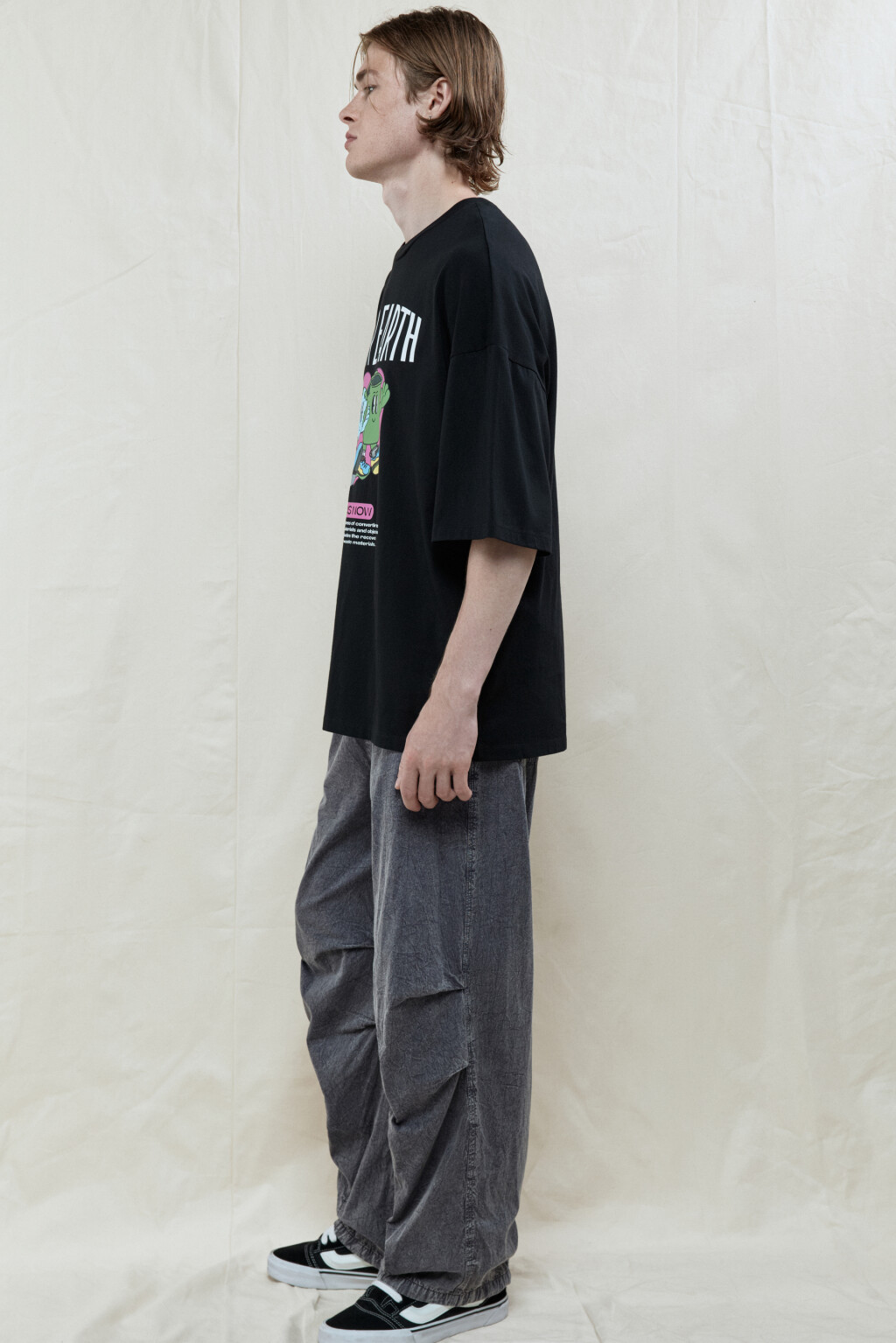 Брюки-парашюты хлопковые с вареным эффектом - цвет серый - 2