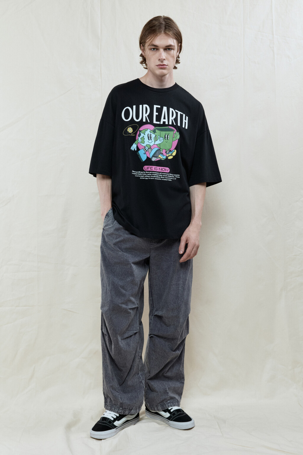 Брюки-парашюты хлопковые с вареным эффектом - цвет серый - 5