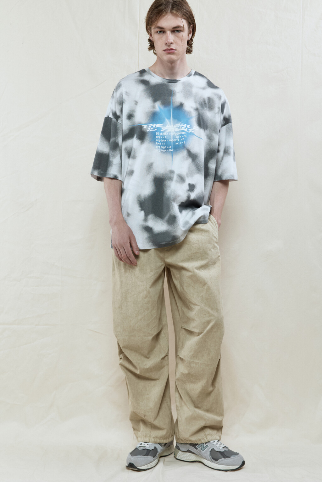 Брюки-парашюты хлопковые с вареным эффектом - цвет бежевый - 5