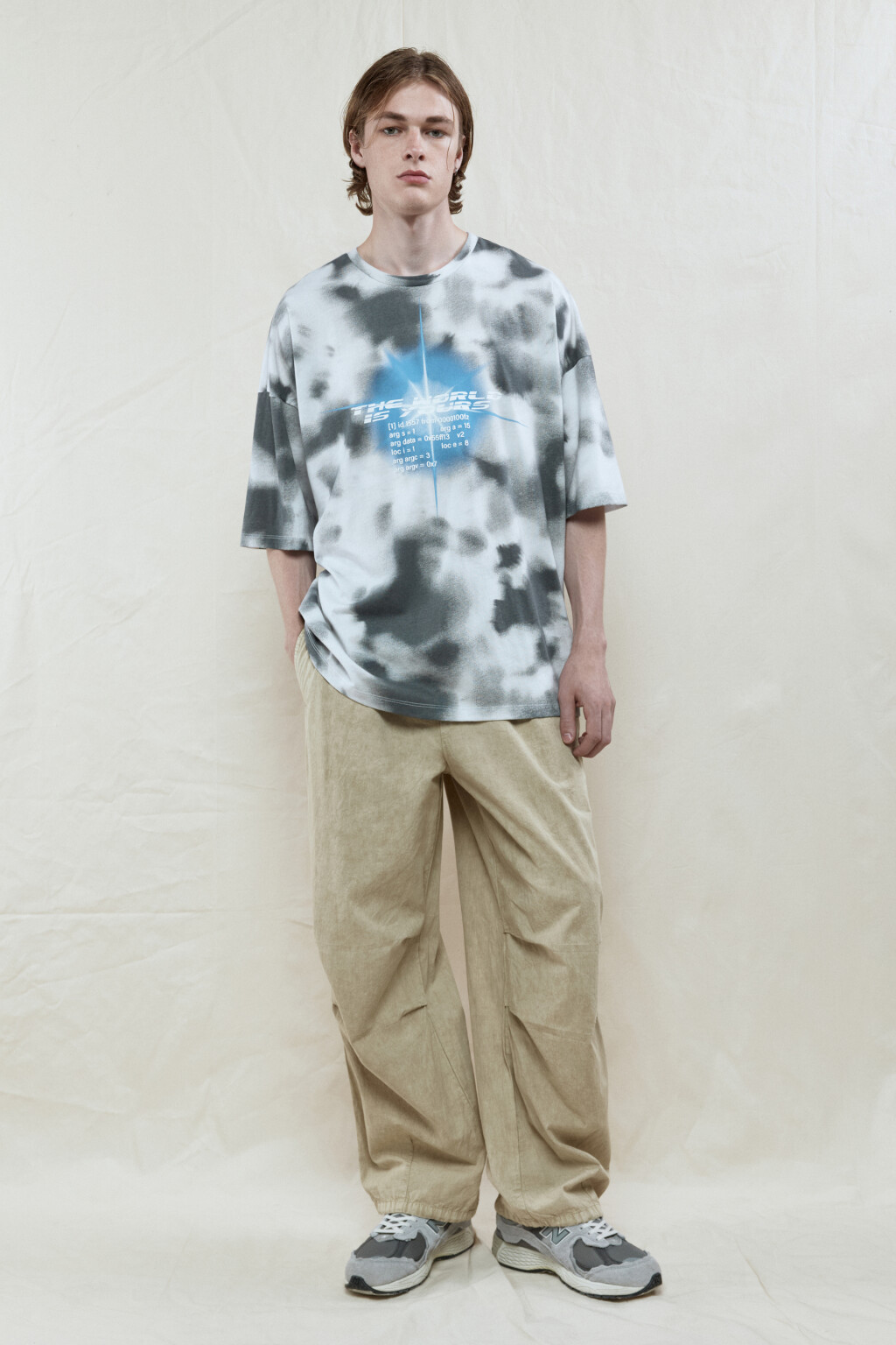 Брюки-парашюты хлопковые с вареным эффектом - цвет бежевый - 4