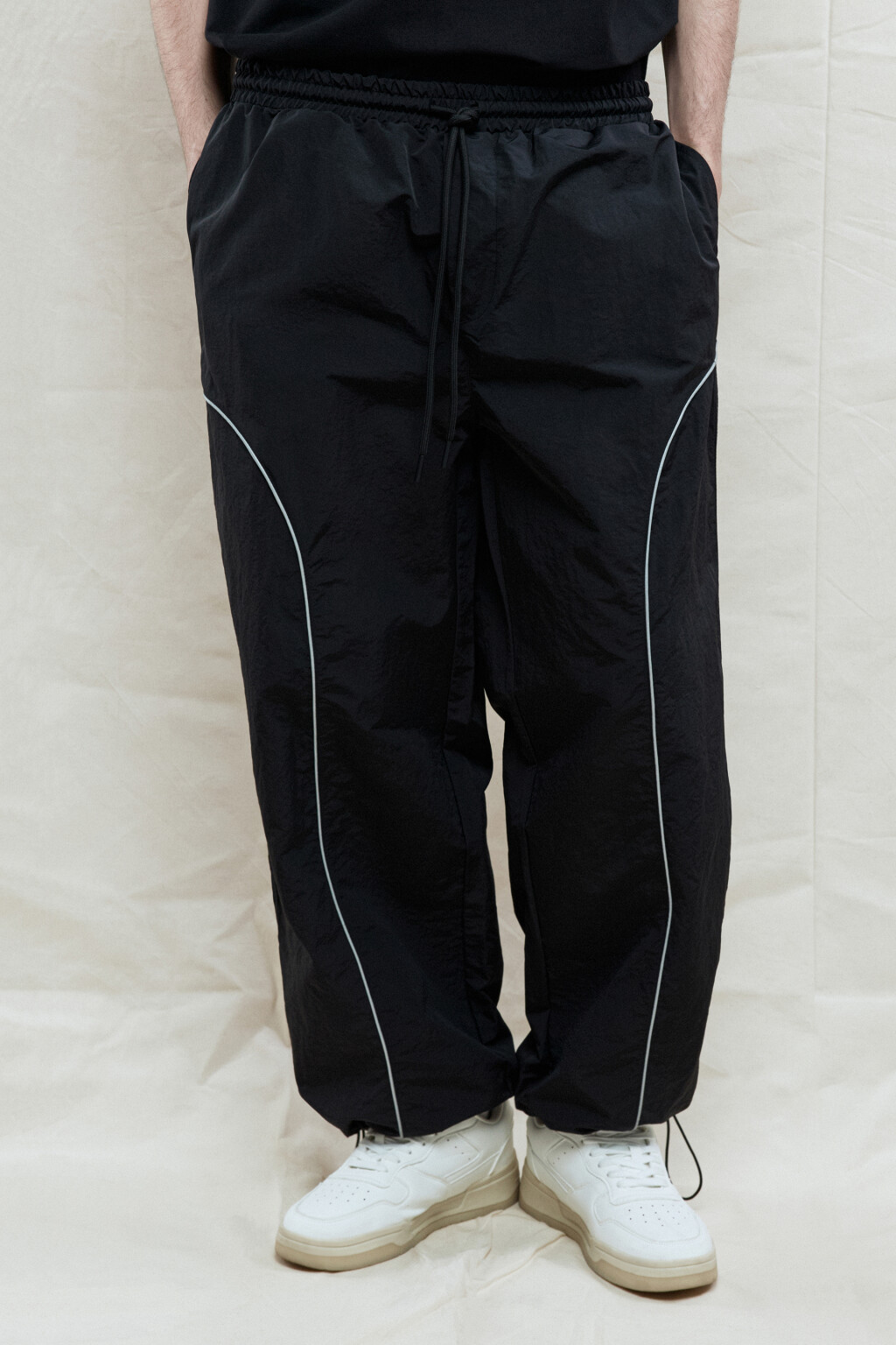 Брюки широкие спортивные с лампасами - цвет черный - 3