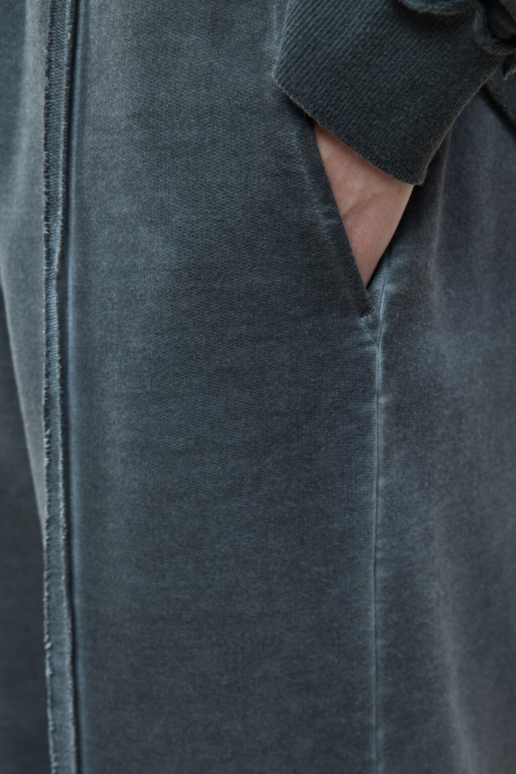 Брюки широкие трикотажные с наружными швами - цвет серый - 7