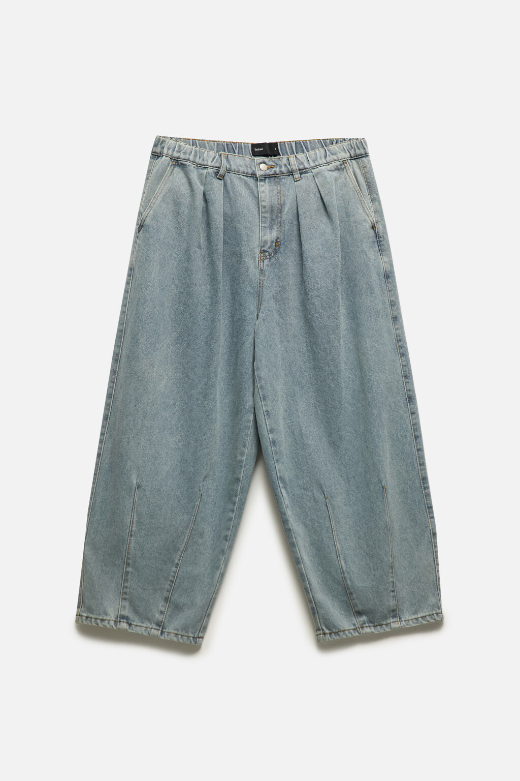 Джинсы balloon fit широкие со складками на поясе - цвет голубой - 8