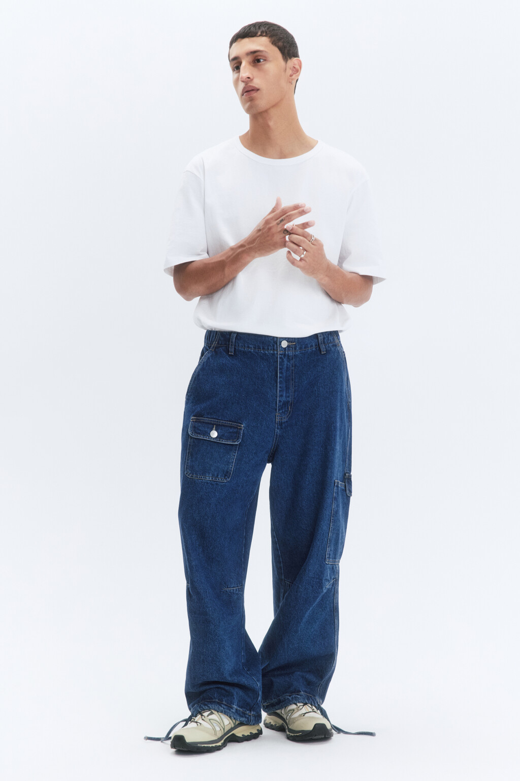 Джинсы-джоггеры свободные со средней посадкой - цвет синий - 1