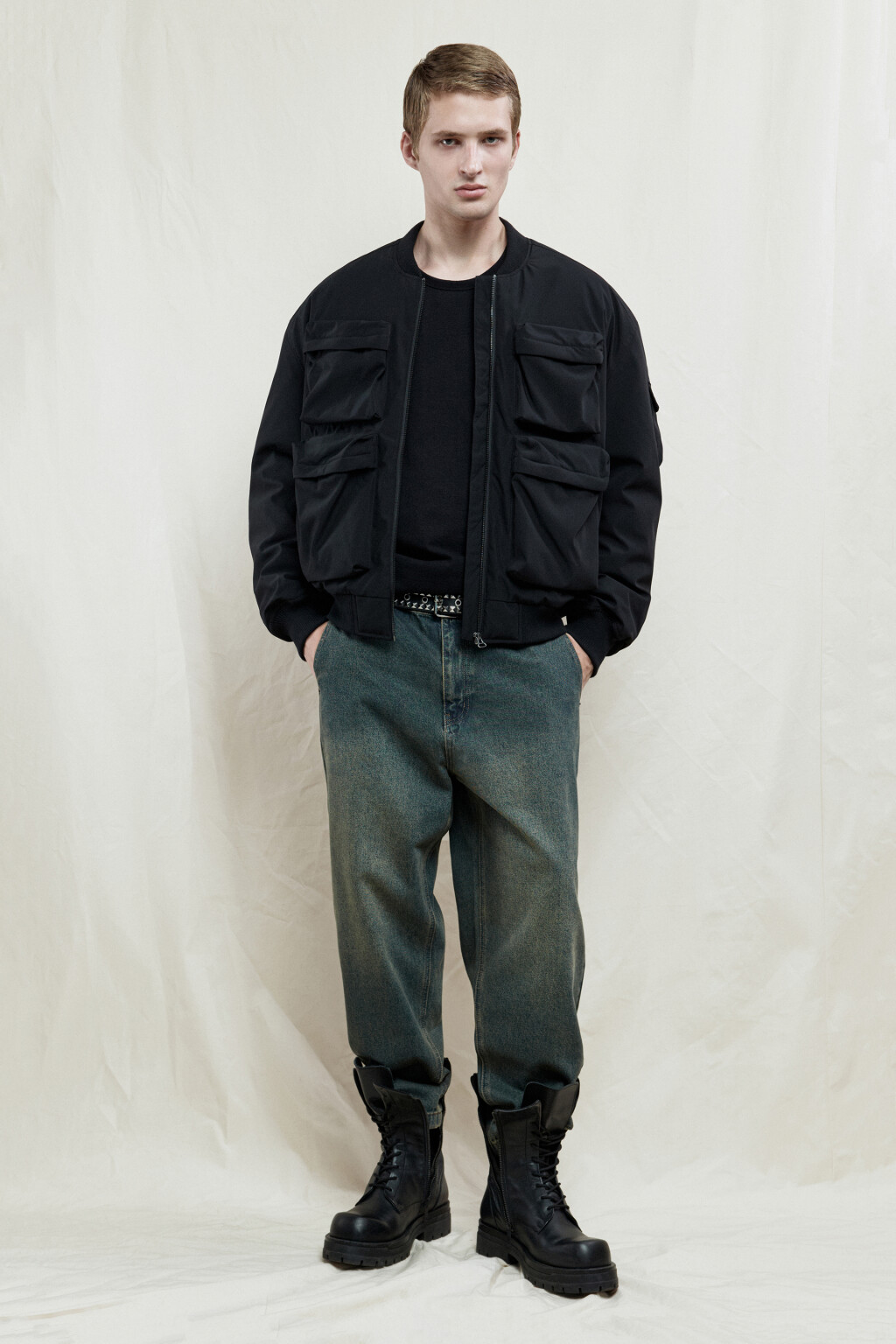 Джинсы balloon fit с эффектом грязной стирки - цвет синий - 1