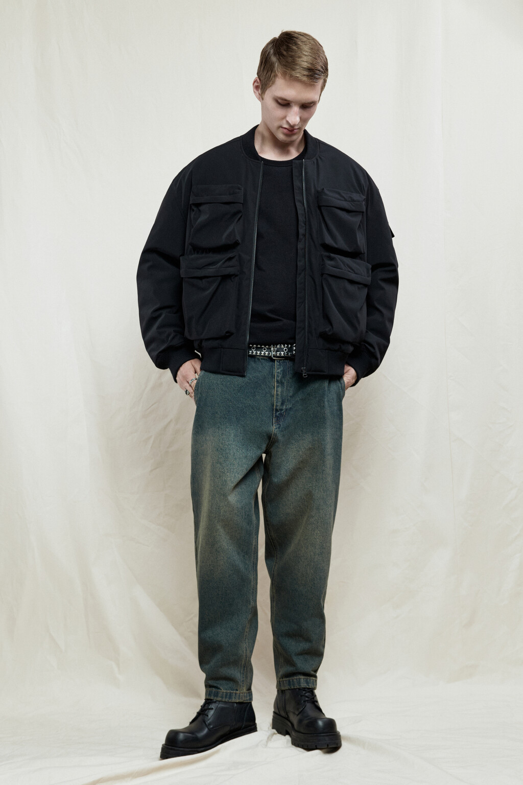 Джинсы balloon fit с эффектом грязной стирки - цвет синий - 5