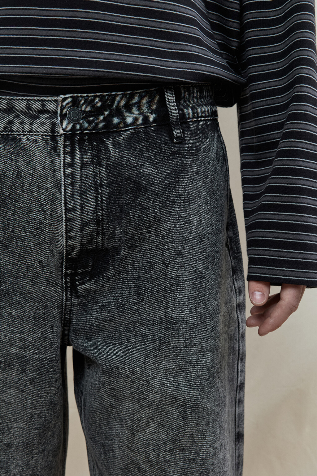 Джинсы balloon fit с эффектом грязной стирки - цвет серый - 6