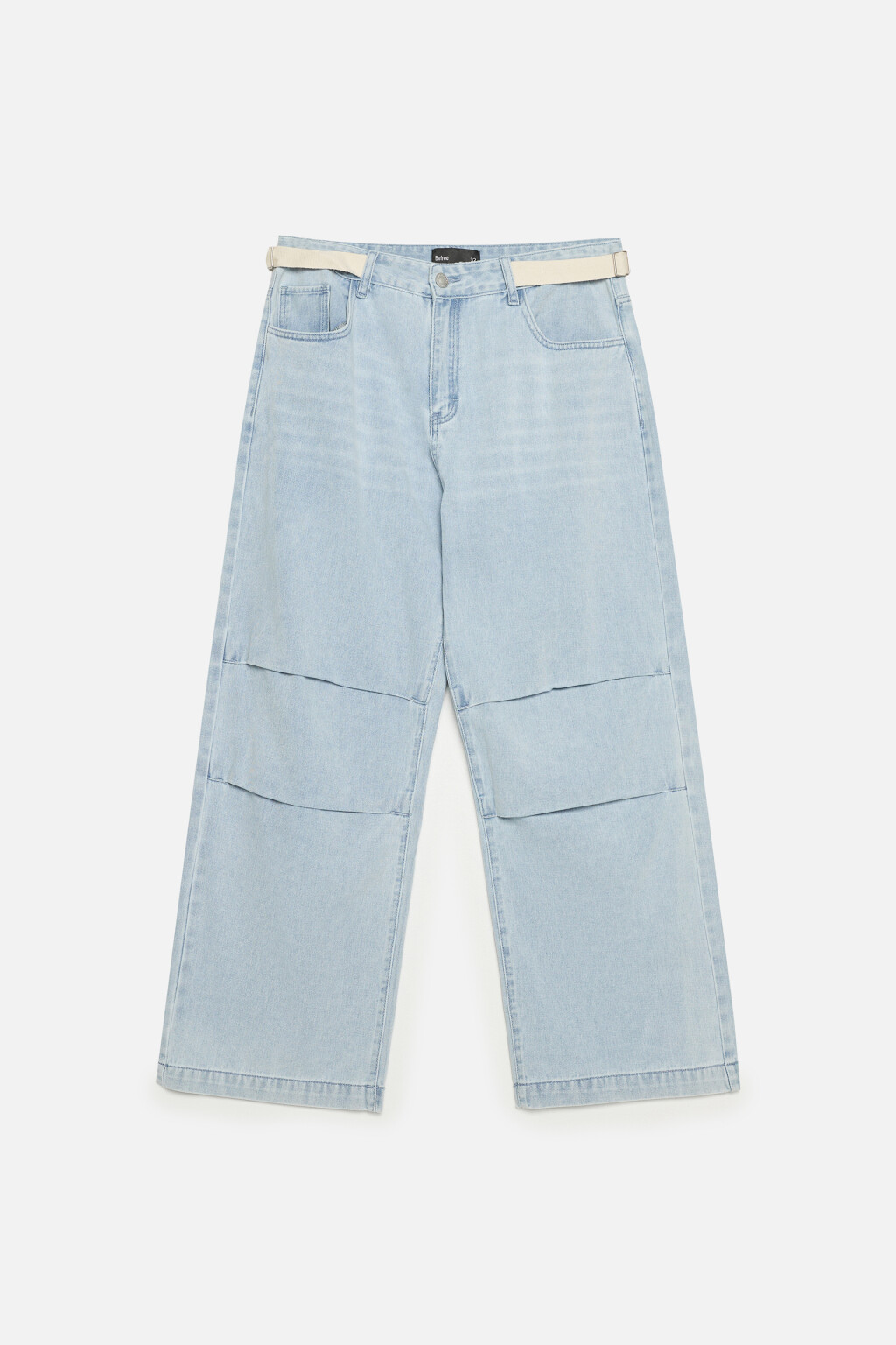 Джинсы широкие с драпировками на коленях - цвет голубой - 9