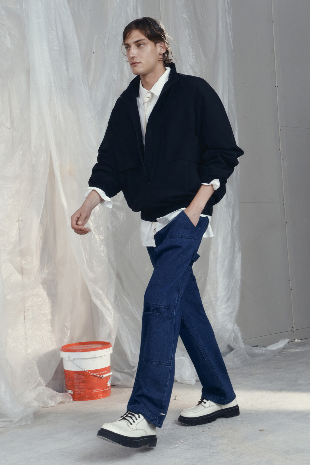 Джинсы baggy fit с накладными карманами - цвет синий - 9