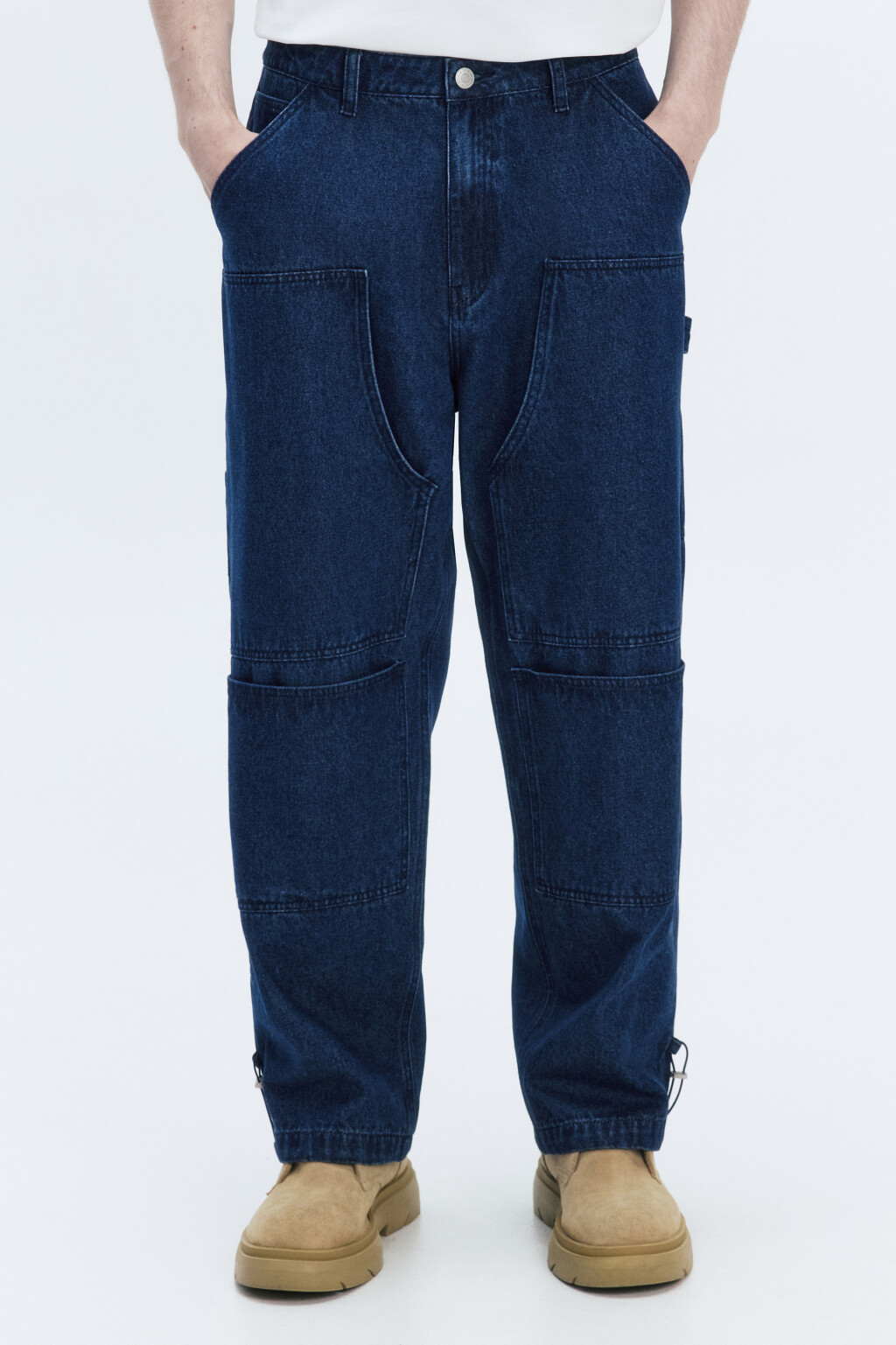 Джинсы baggy fit с накладными карманами - цвет синий - 2