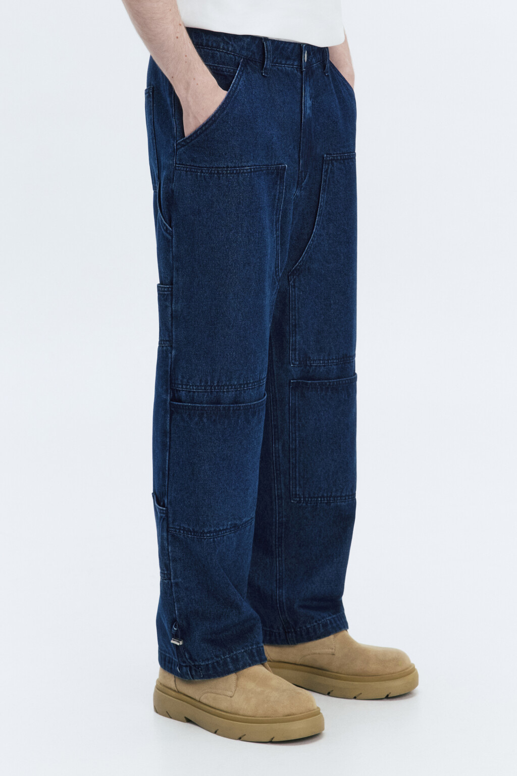 Джинсы baggy fit с накладными карманами - цвет синий - 3