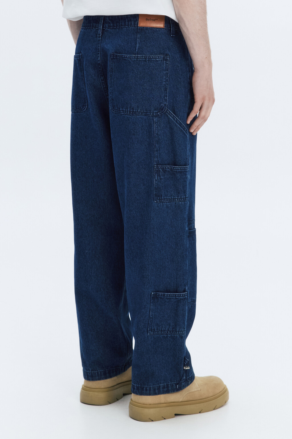 Джинсы baggy fit с накладными карманами - цвет синий - 4