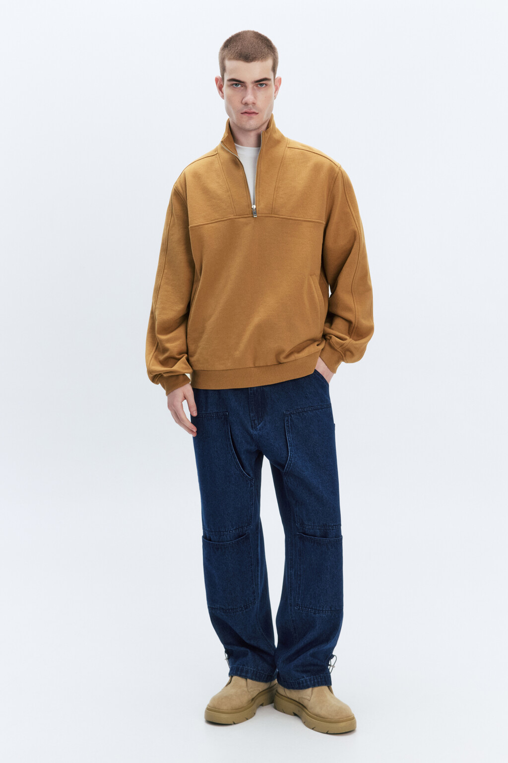 Джинсы baggy fit с накладными карманами - цвет синий - 5