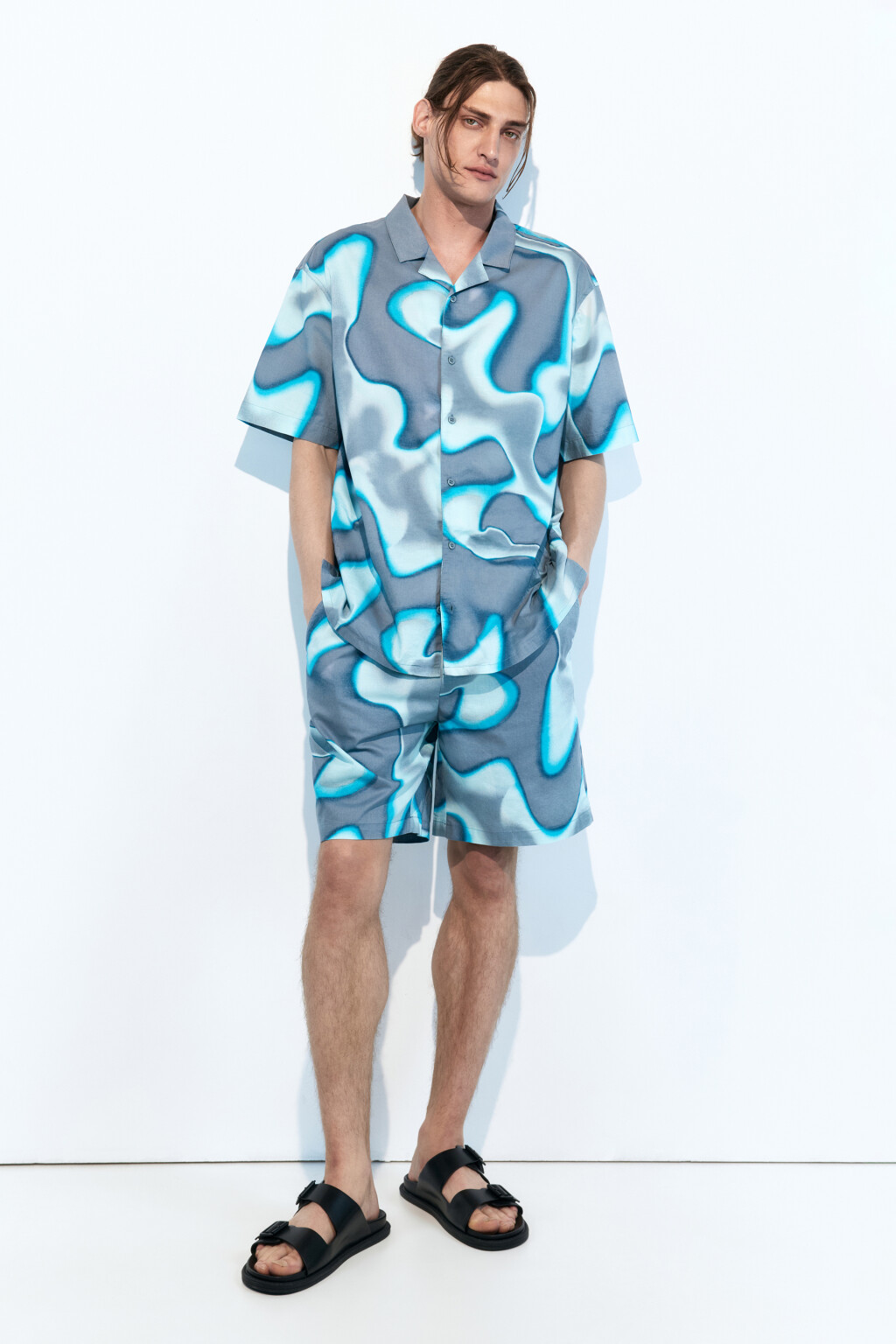 Шорты хлопковые с принтом-абстракцией - цвет мультиколор - 5