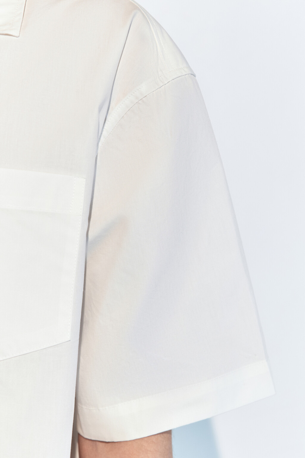 Рубашка хлопковая прямая с коротким рукавом - цвет белый - 7