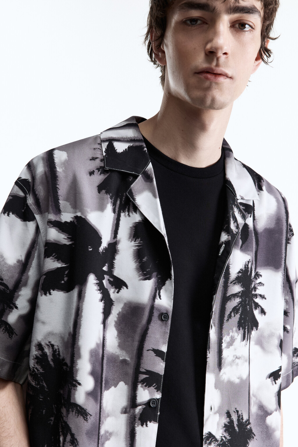 Рубашка вискозная с гавайским принтом - цвет черный - 6