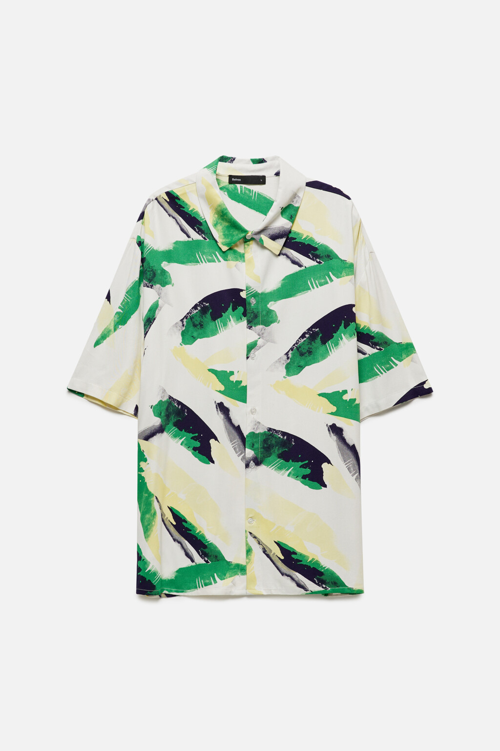 Рубашка вискозная с принтом-абстракцией - цвет белый - 8