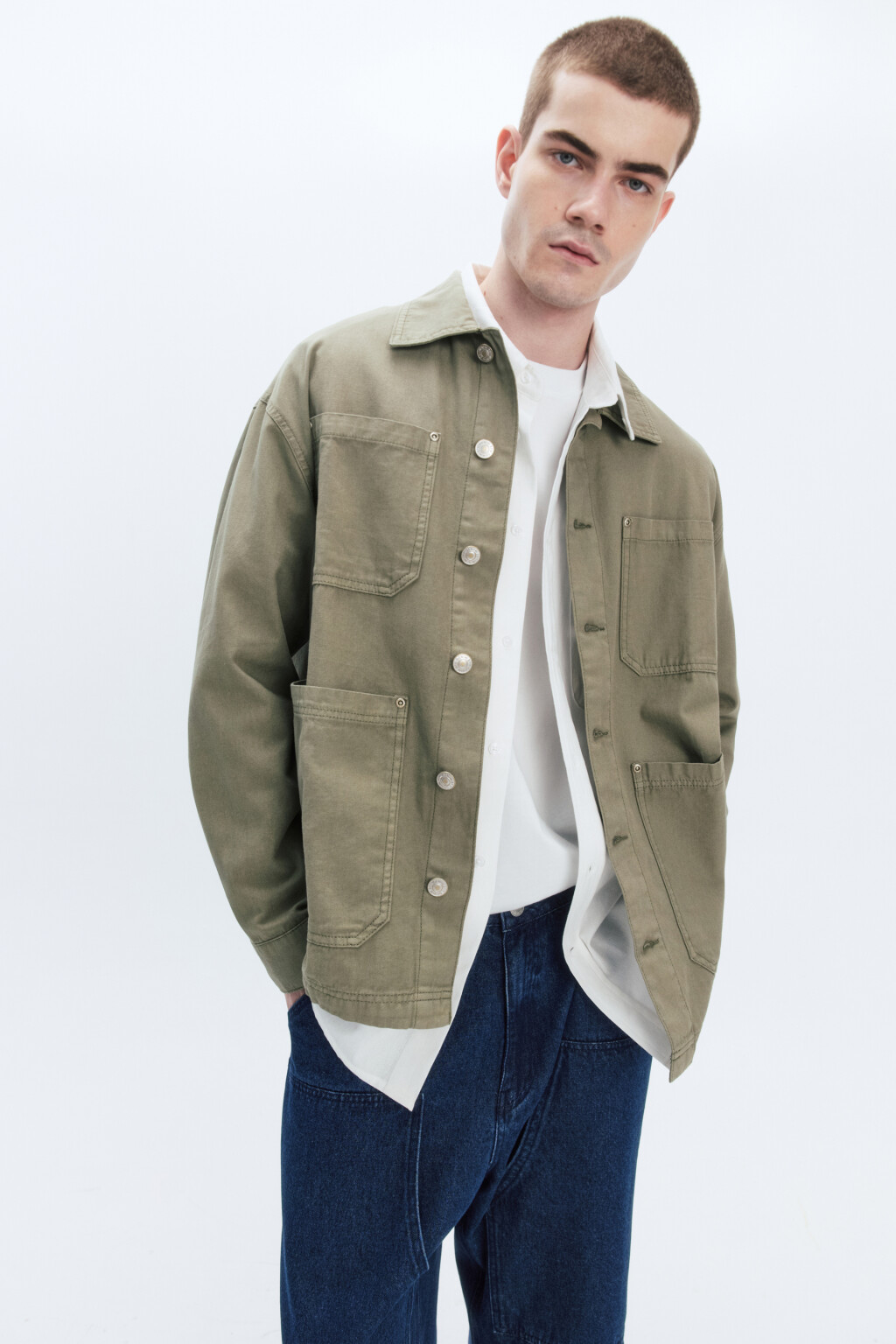 Блейзер из хлопка с накладными карманами - цвет зеленый - 1