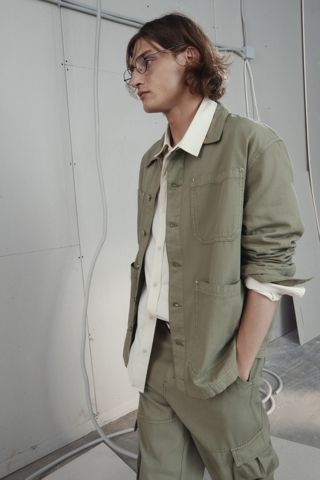 Блейзер из хлопка с накладными карманами - цвет зеленый - 8