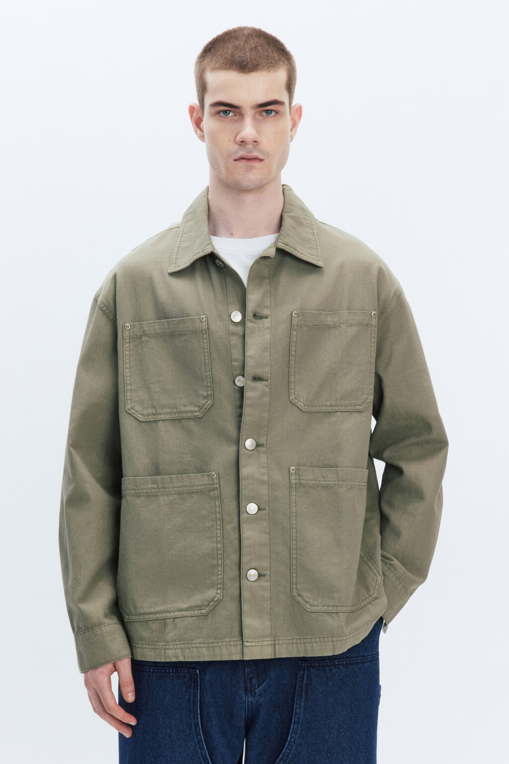 Блейзер из хлопка с накладными карманами - цвет зеленый - 2