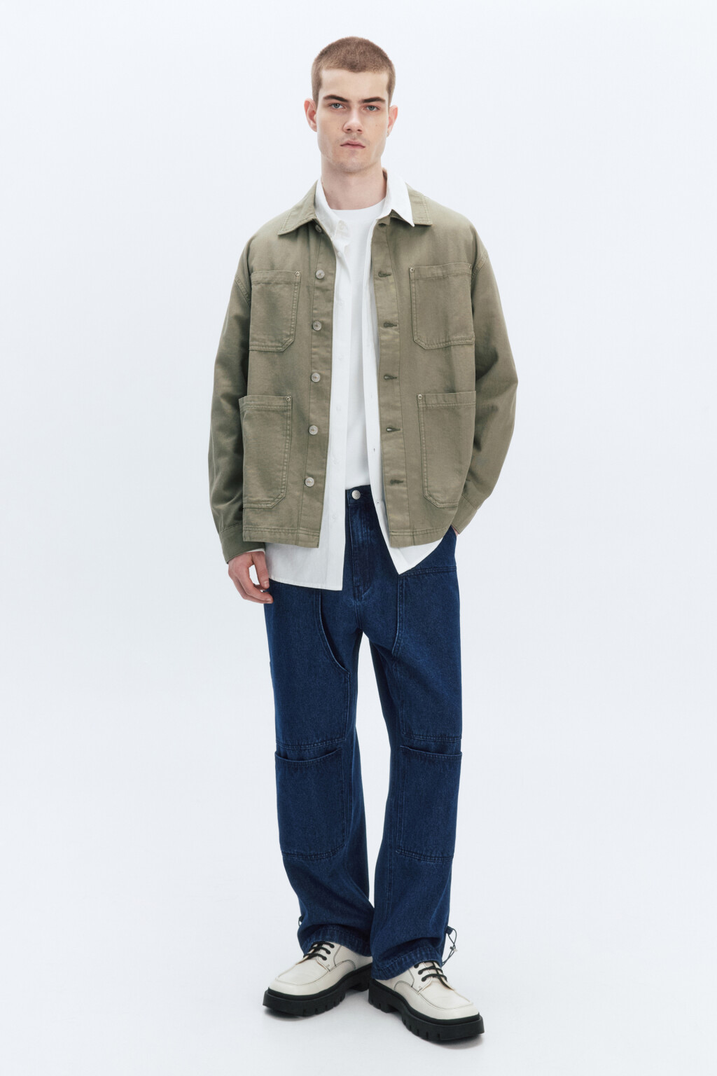 Блейзер из хлопка с накладными карманами - цвет зеленый - 5