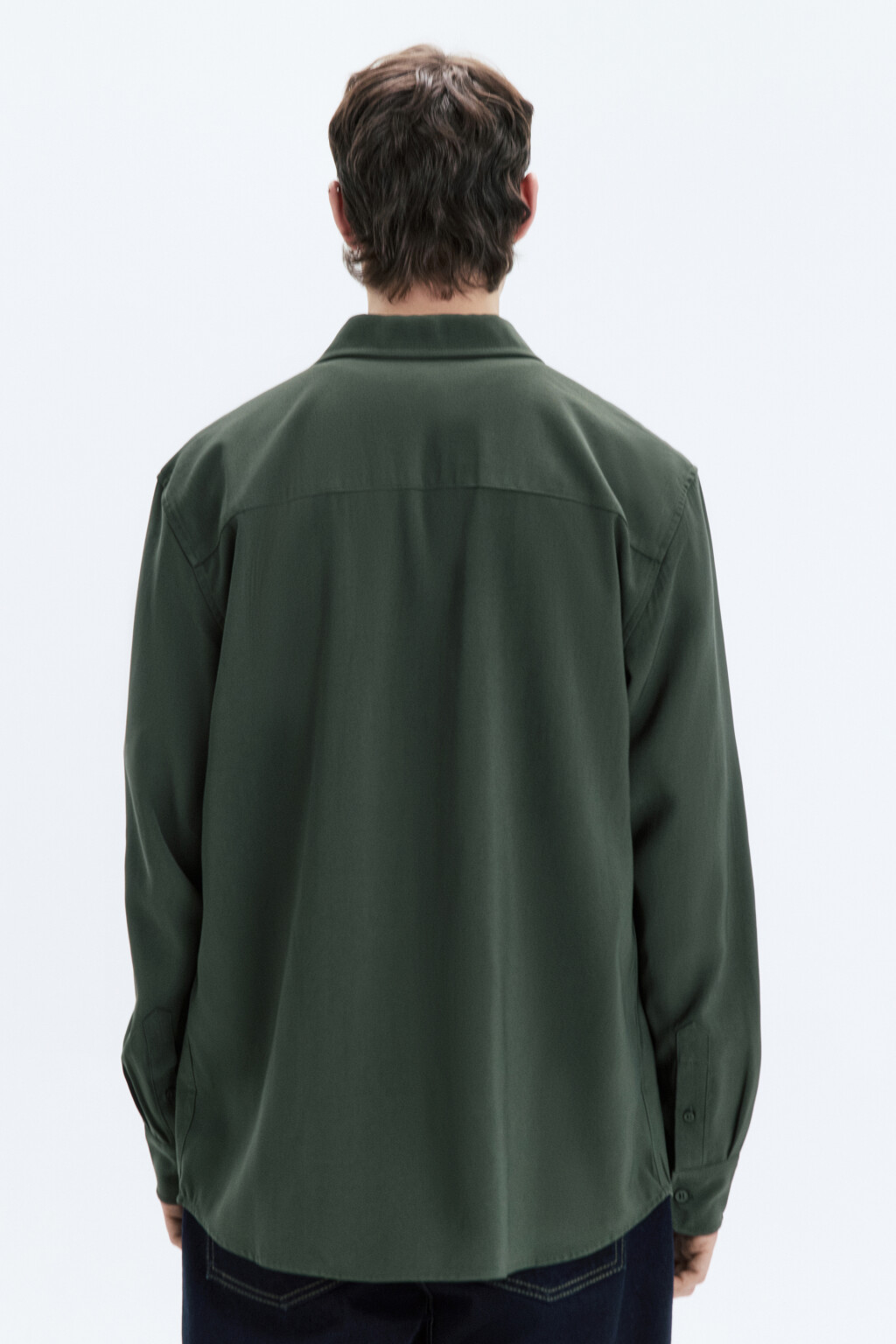 Рубашка прямая из вискозной ткани - цвет зеленый - 4