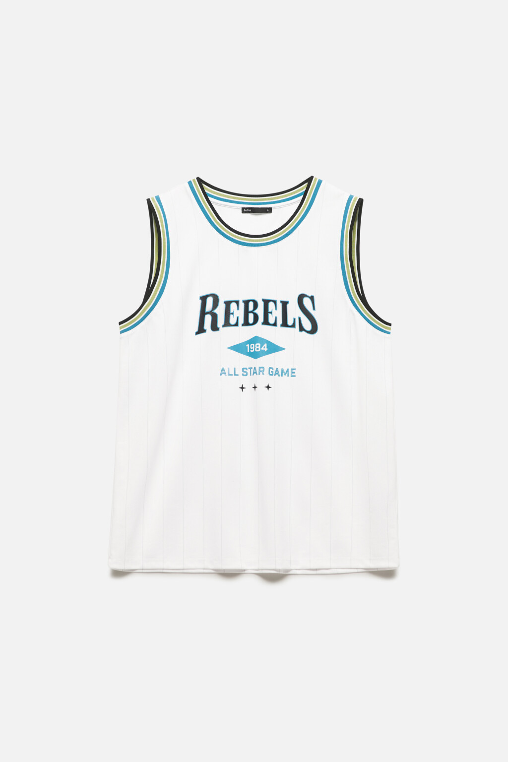 Майка сетчатая с принтом в спортивном стиле - цвет белый - 8