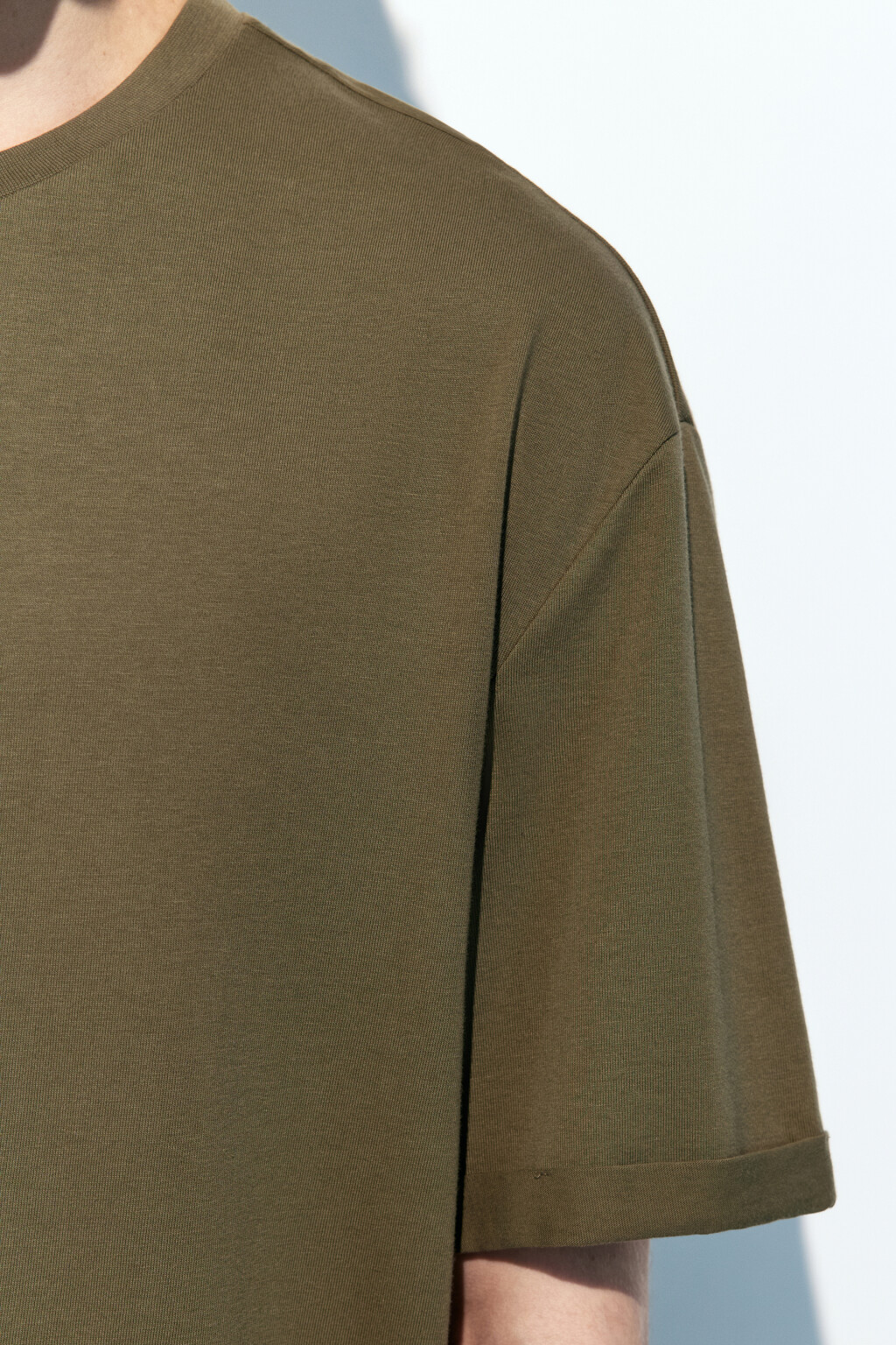 Футболка прямая хлопковая однотонная - цвет зеленый - 7