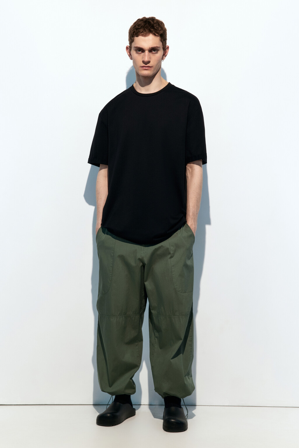 Футболка прямая хлопковая однотонная - цвет черный - 5