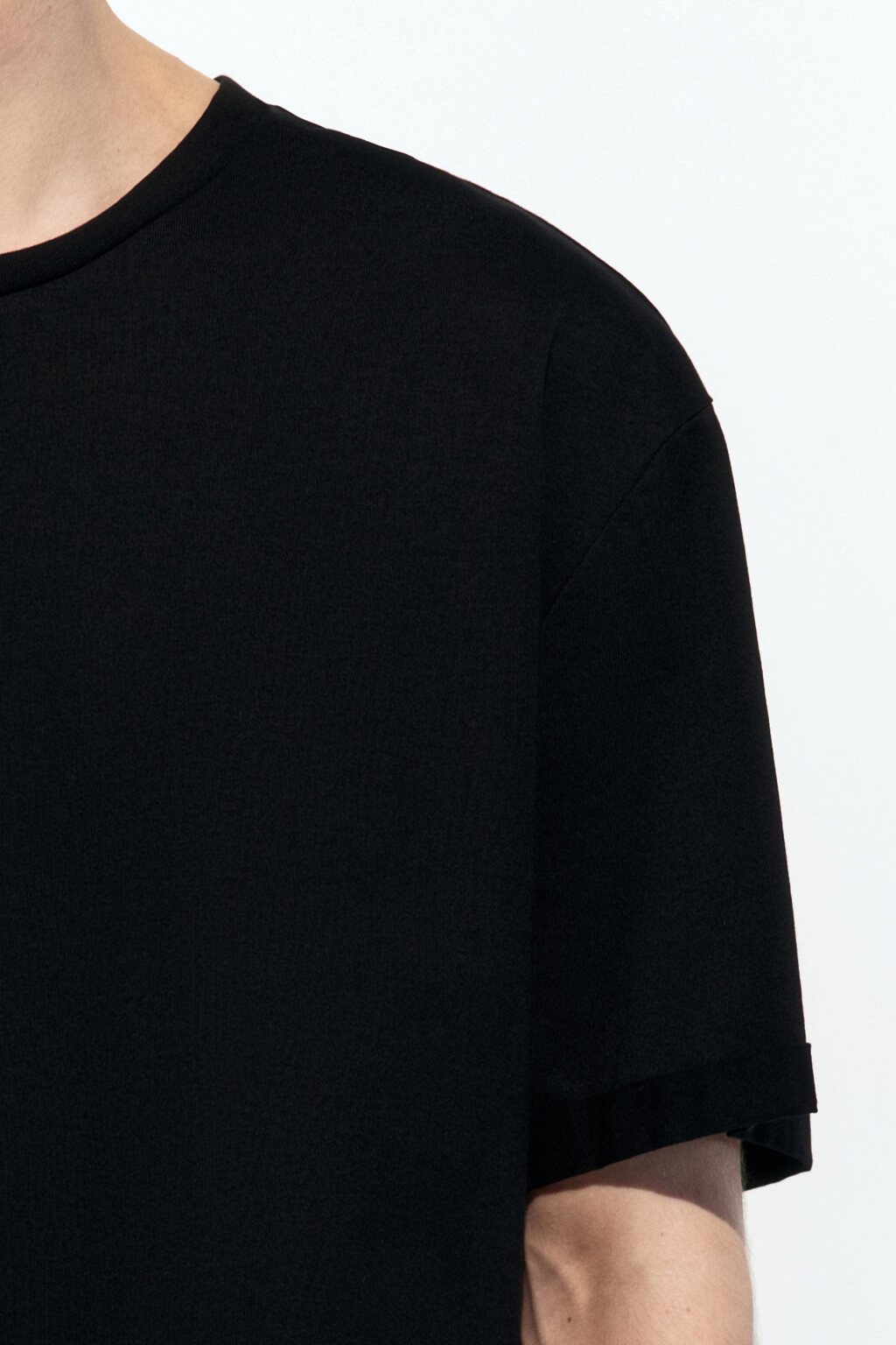 Футболка прямая хлопковая однотонная - цвет черный - 7