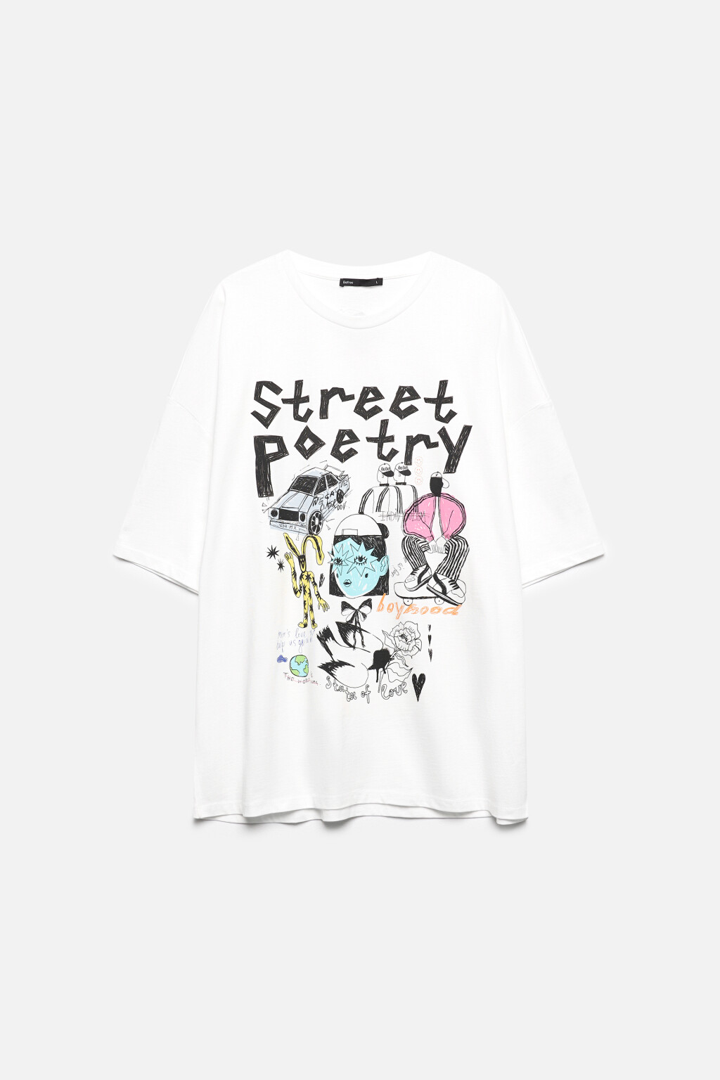 Футболка oversize хлопковая с принтом - цвет белый - 8