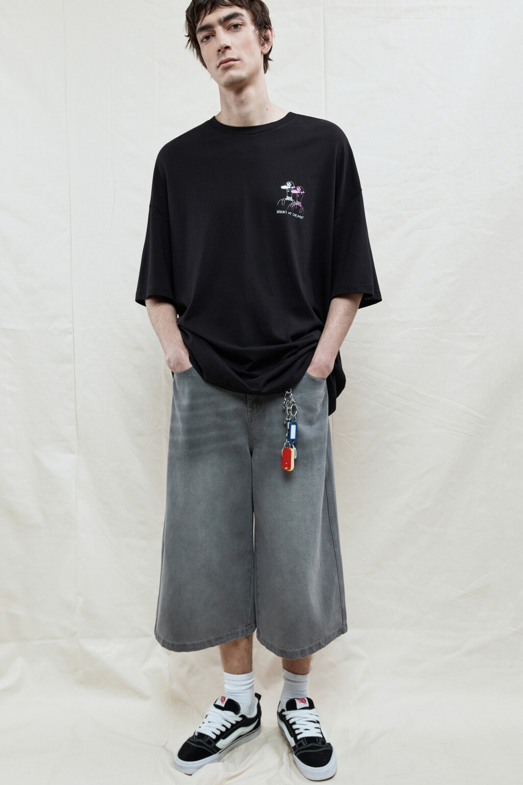 Футболка oversize хлопковая с принтом - цвет черный - 6