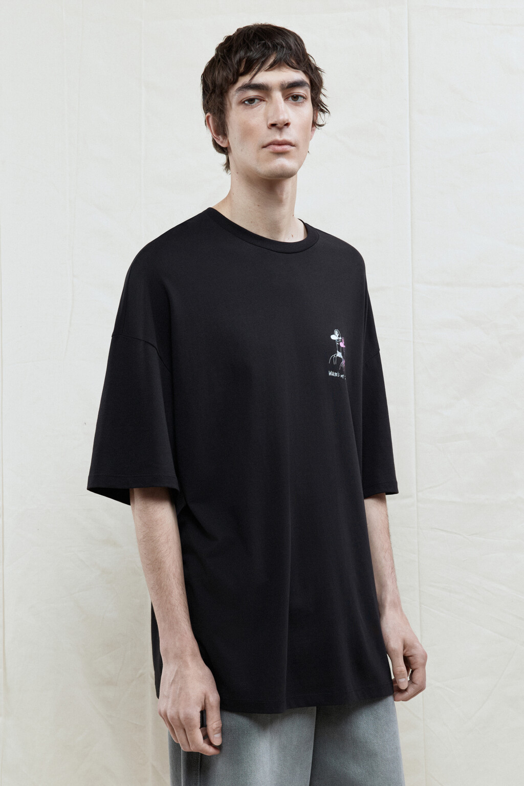 Футболка oversize хлопковая с принтом - цвет черный - 3