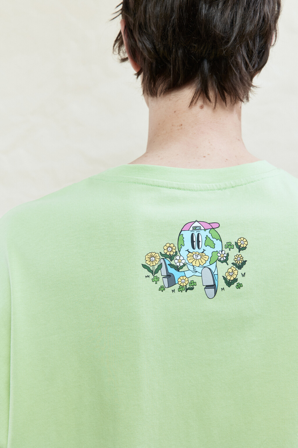 Футболка oversize хлопковая с принтом - цвет зеленый - 7