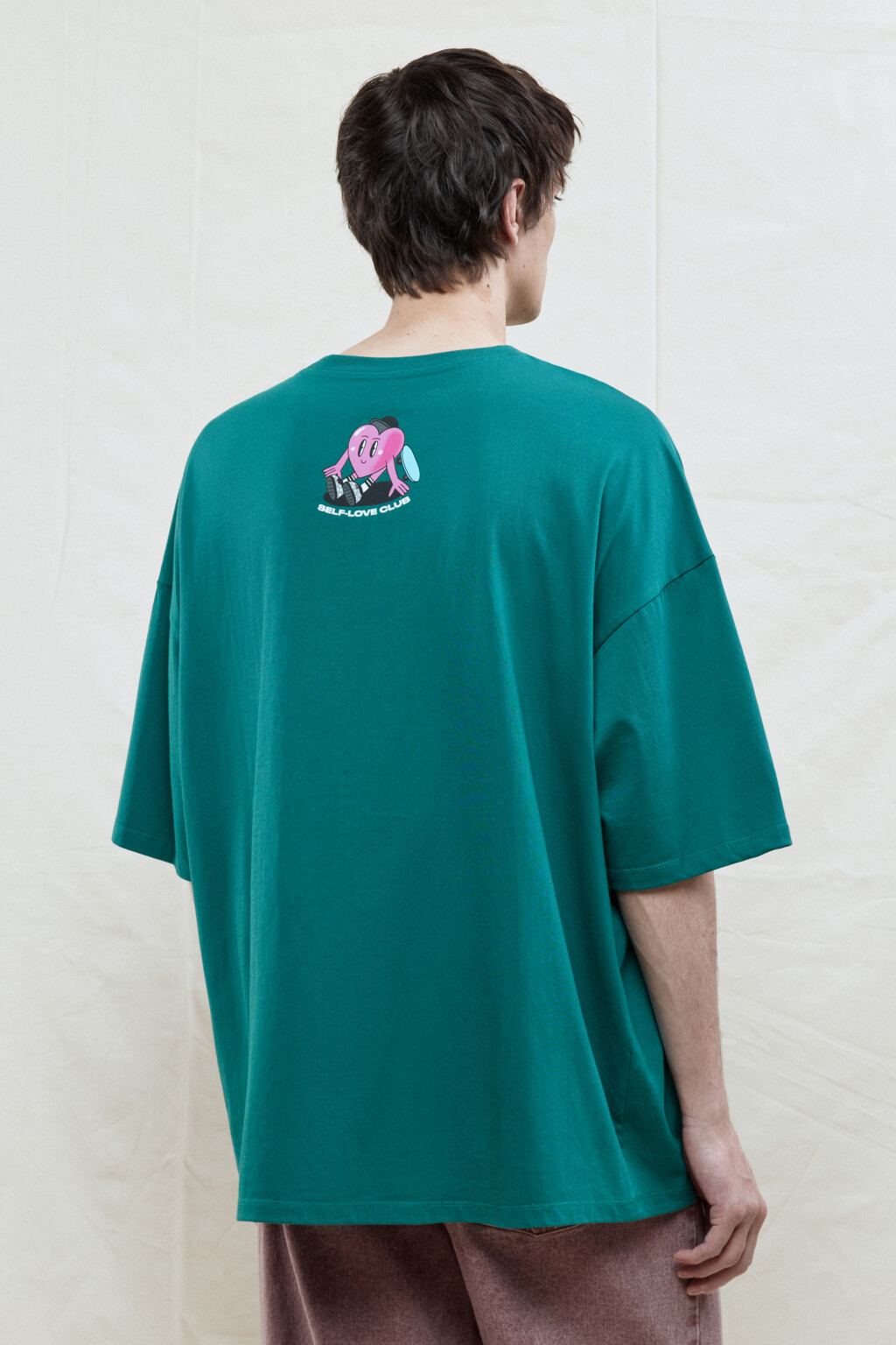 Футболка oversize хлопковая с принтом - цвет зеленый - 4