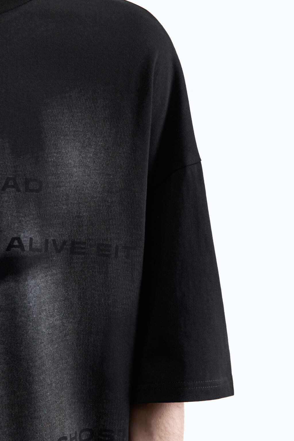 Футболка oversize с принтом в стиле гранж - цвет черный - 7