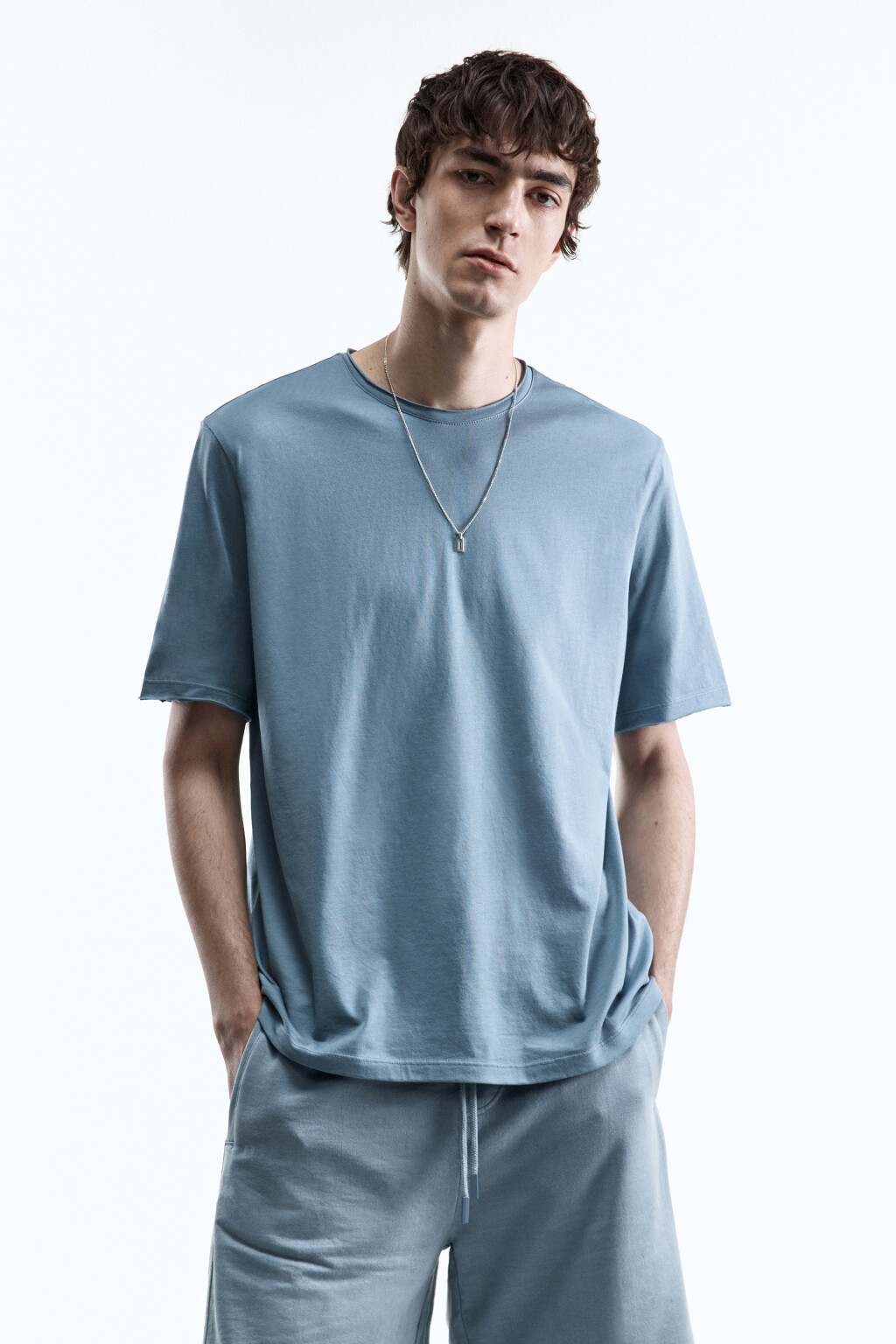 Футболка хлопковая с открытыми срезами - цвет мятный - 1