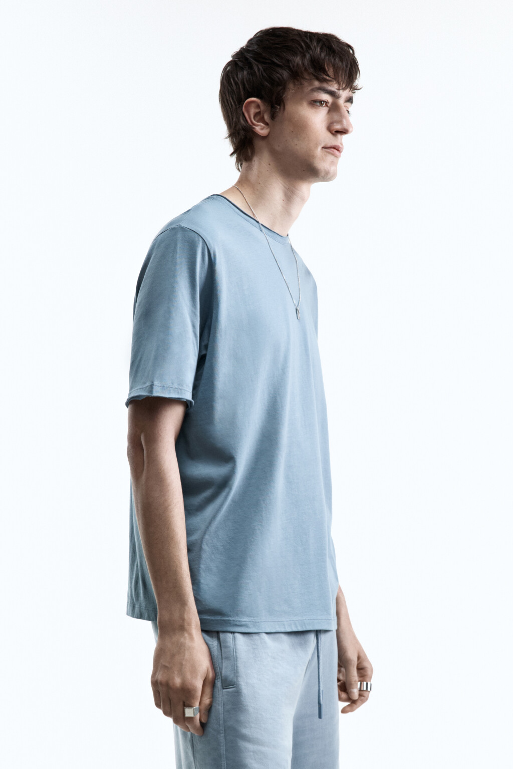 Футболка хлопковая с открытыми срезами - цвет мятный - 2