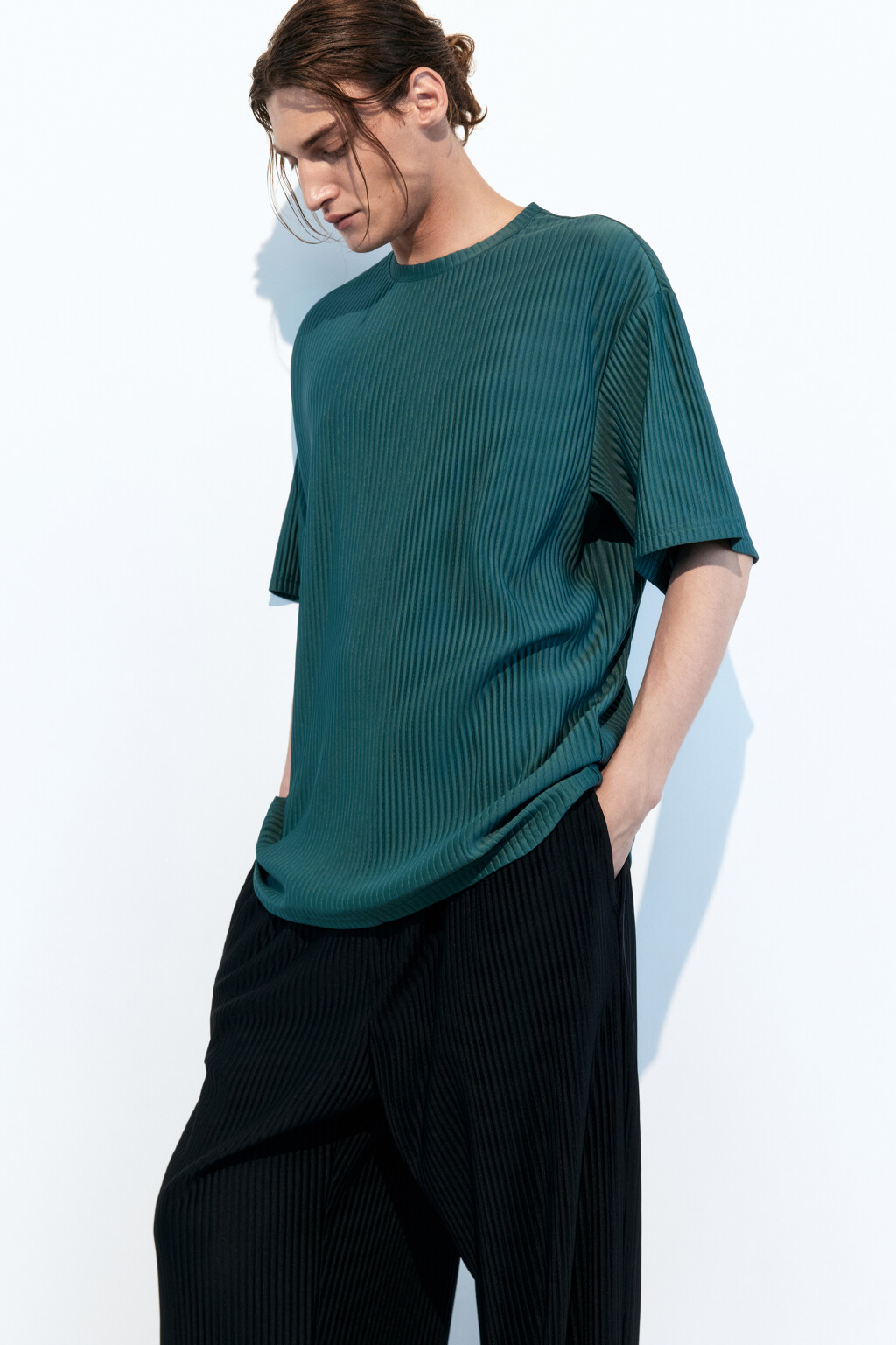 Футболка oversize спортивная из жатой ткани - цвет зеленый - 1