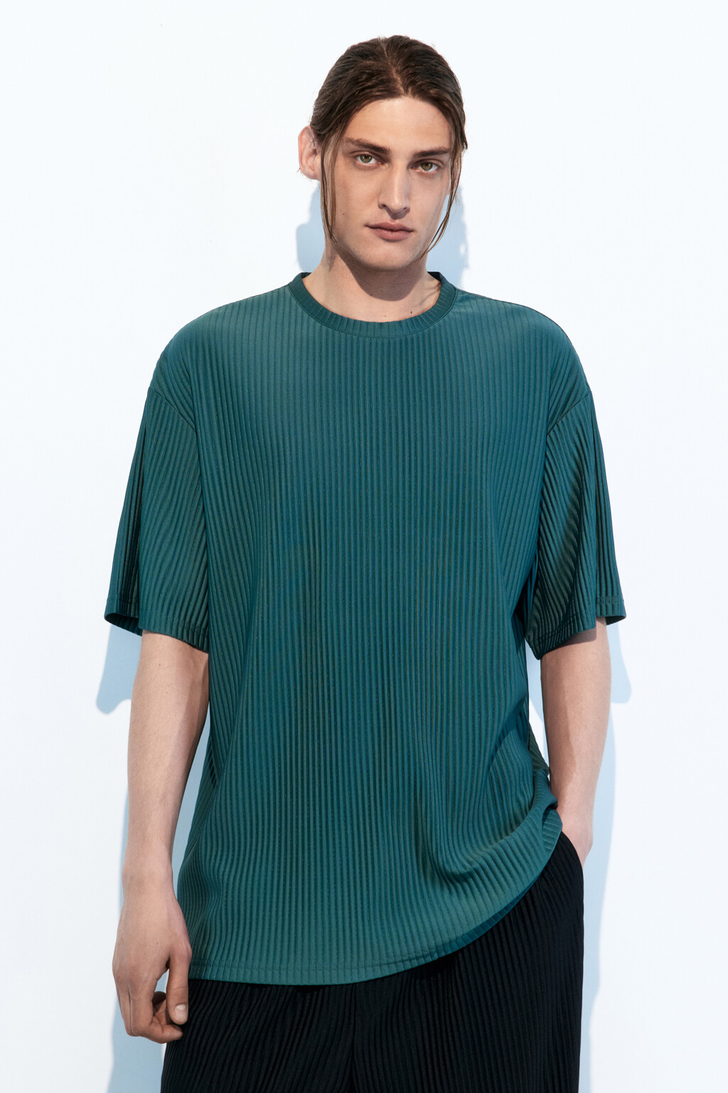 Футболка oversize спортивная из жатой ткани - цвет зеленый - 2