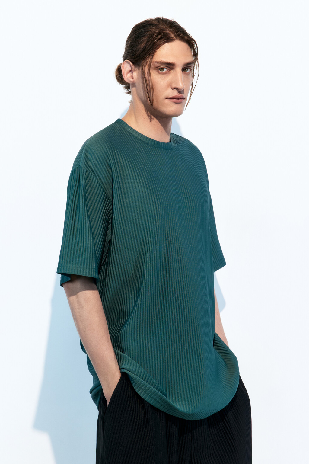 Футболка oversize спортивная из жатой ткани - цвет зеленый - 3