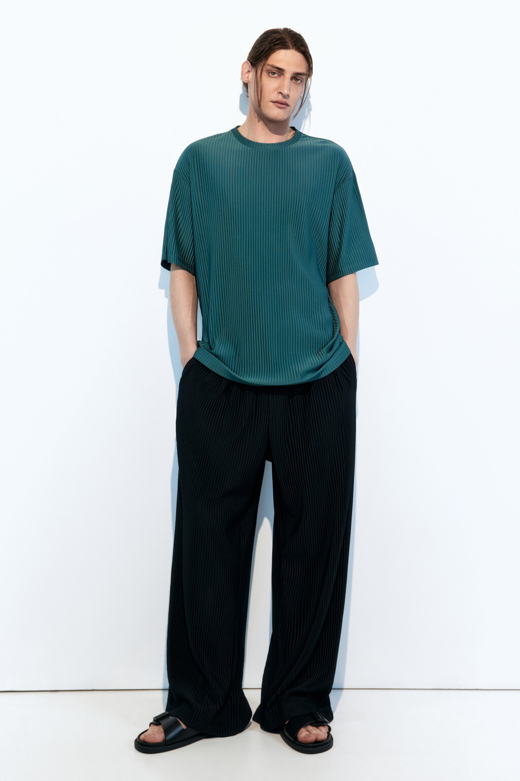 Футболка oversize спортивная из жатой ткани - цвет зеленый - 5