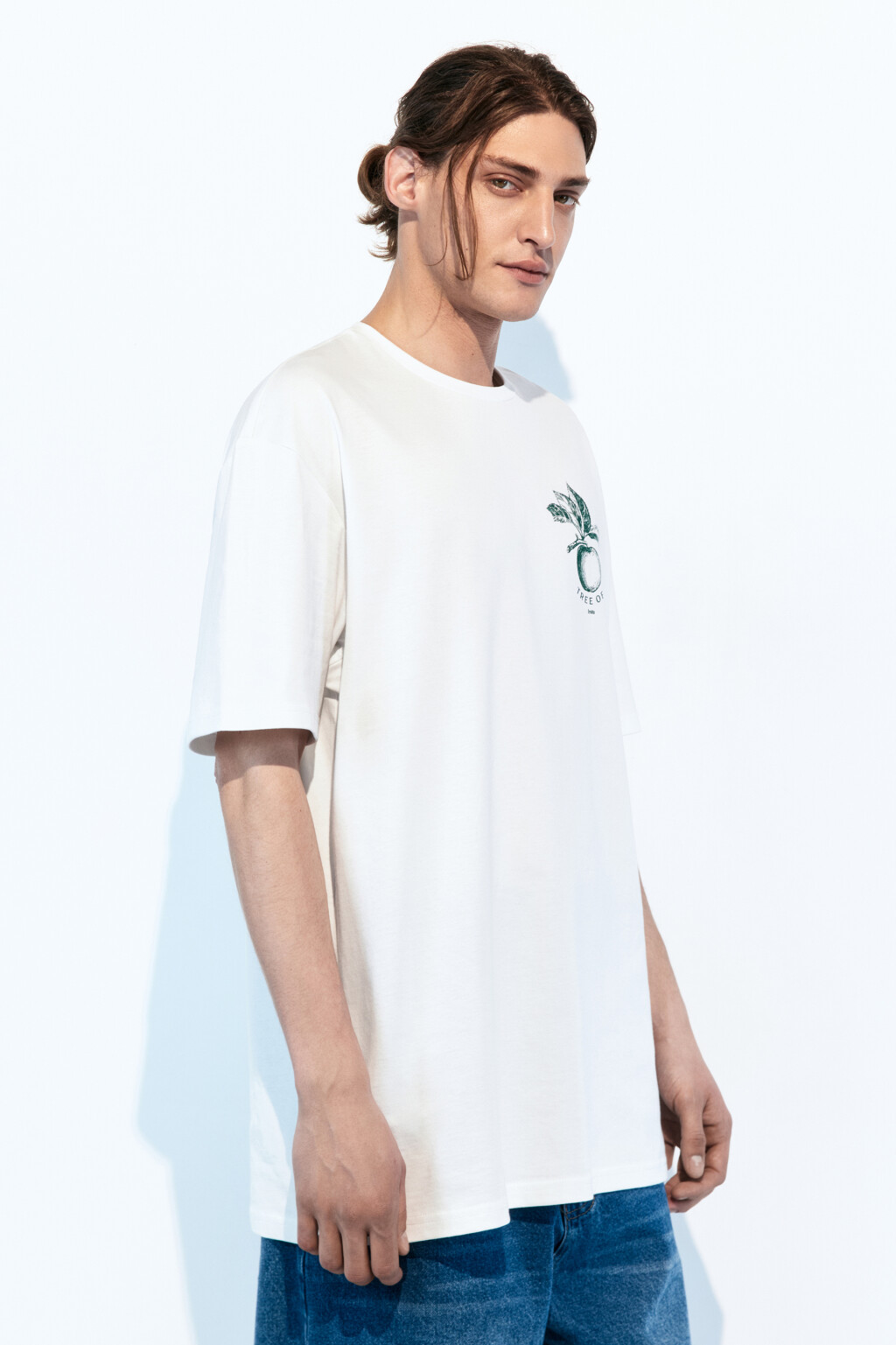Футболка oversize хлопковая с принтом - цвет белый - 2