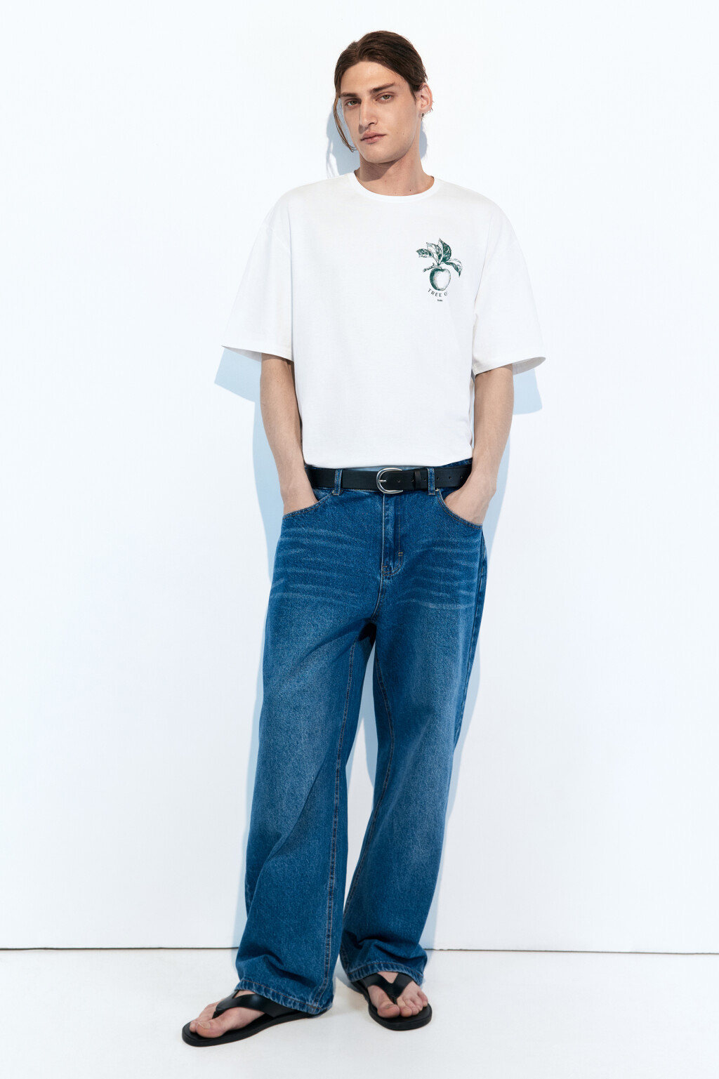 Футболка oversize хлопковая с принтом - цвет белый - 5