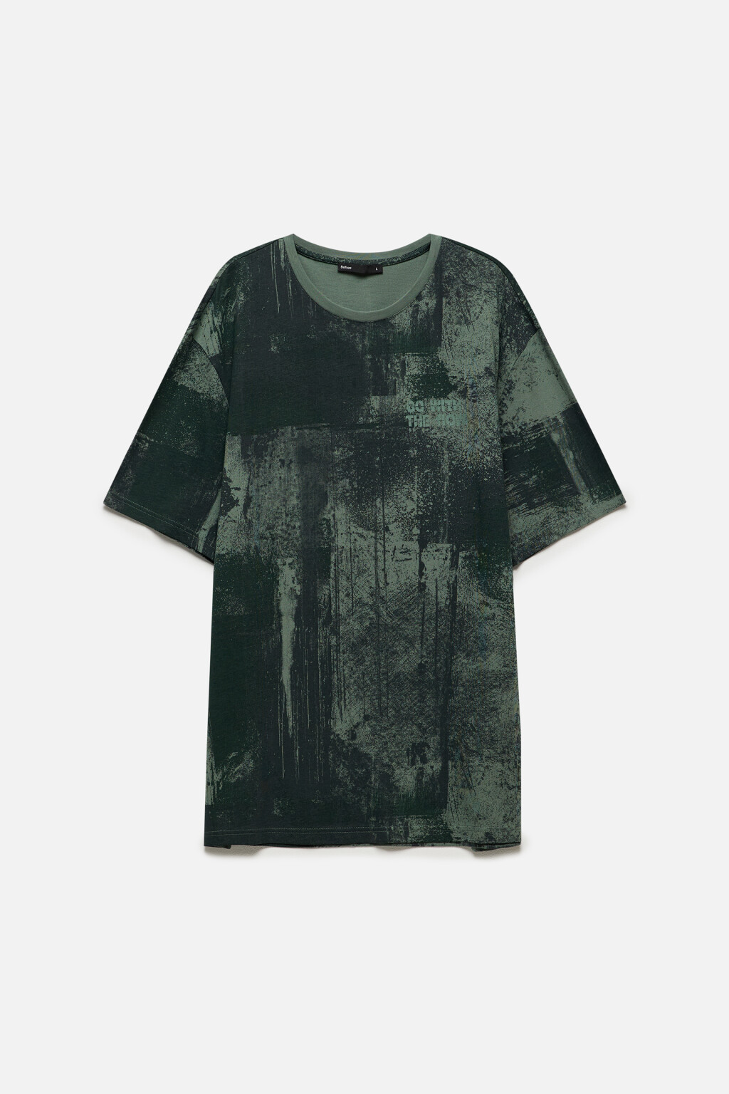 Футболка хлопковая с принтом-абстракцией - цвет зеленый - 8