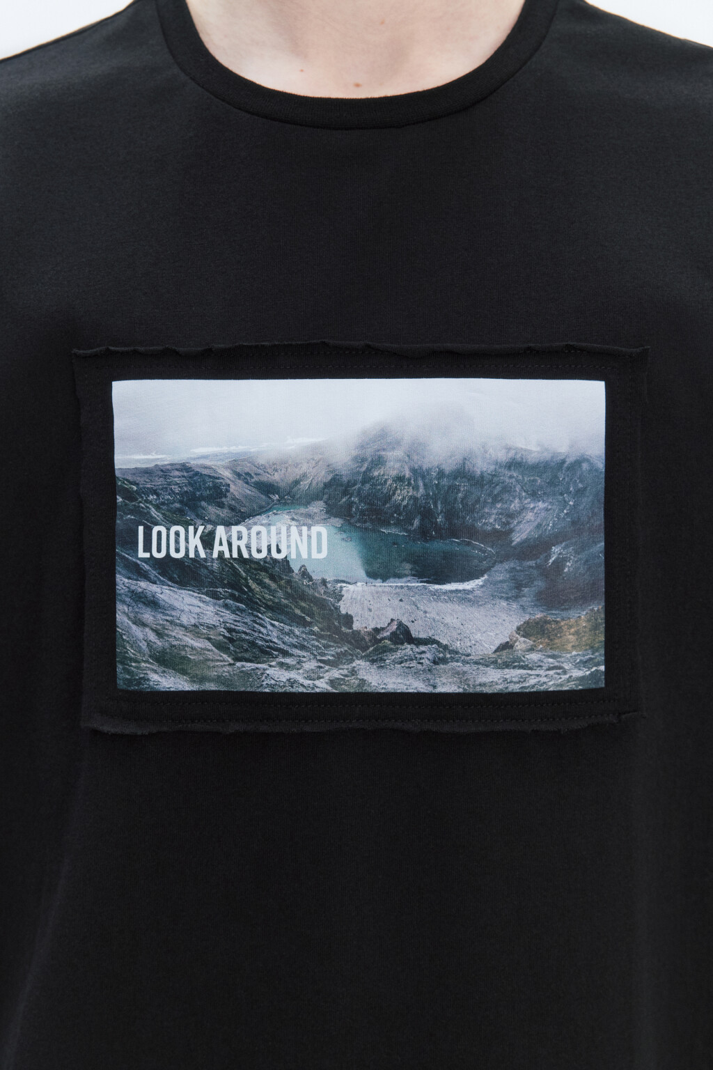 Футболка хлопковая с принтом-пейзажем - цвет черный - 6