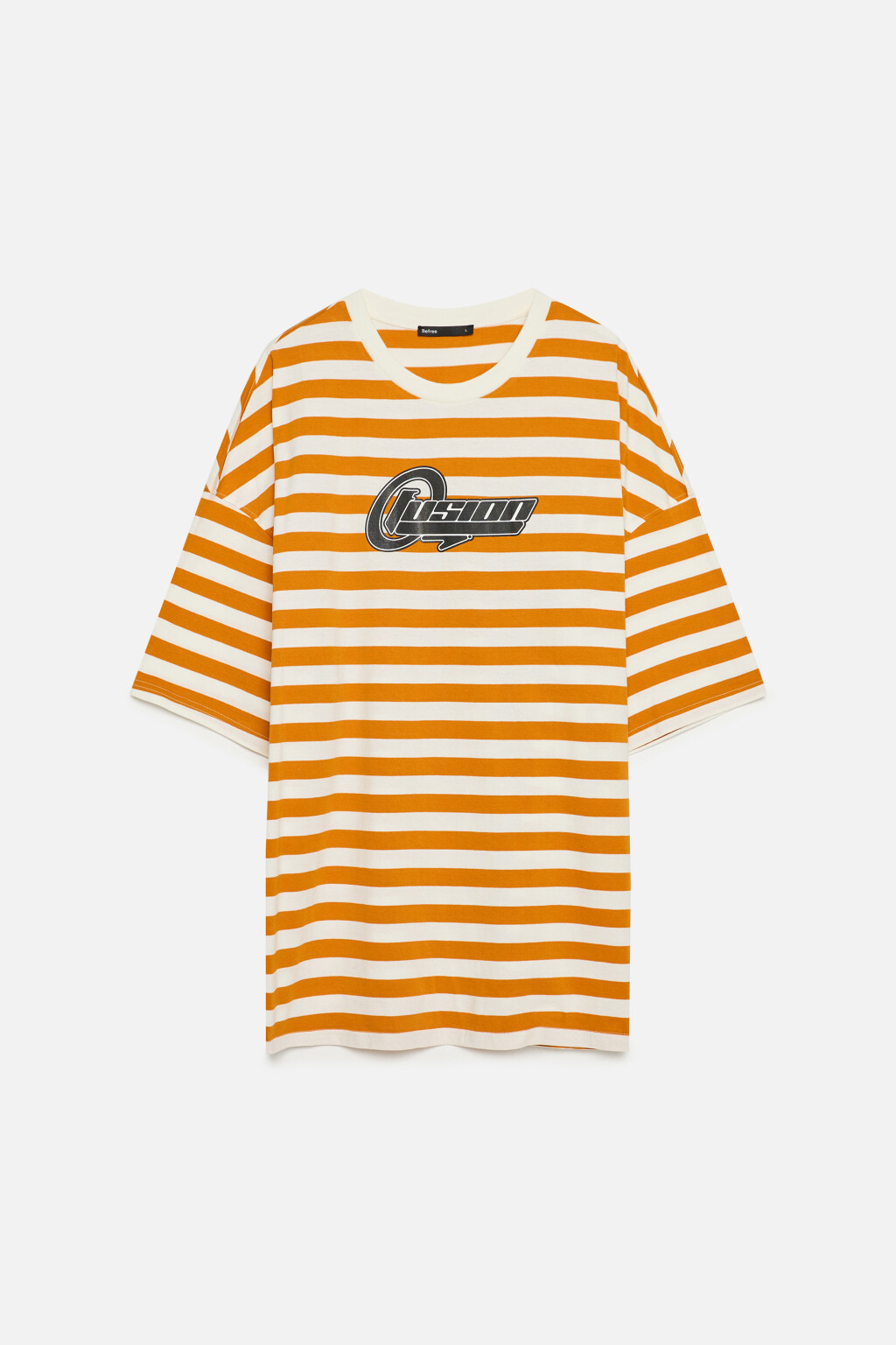 Футболка хлопковая в полоску с надписью - цвет белый - 8