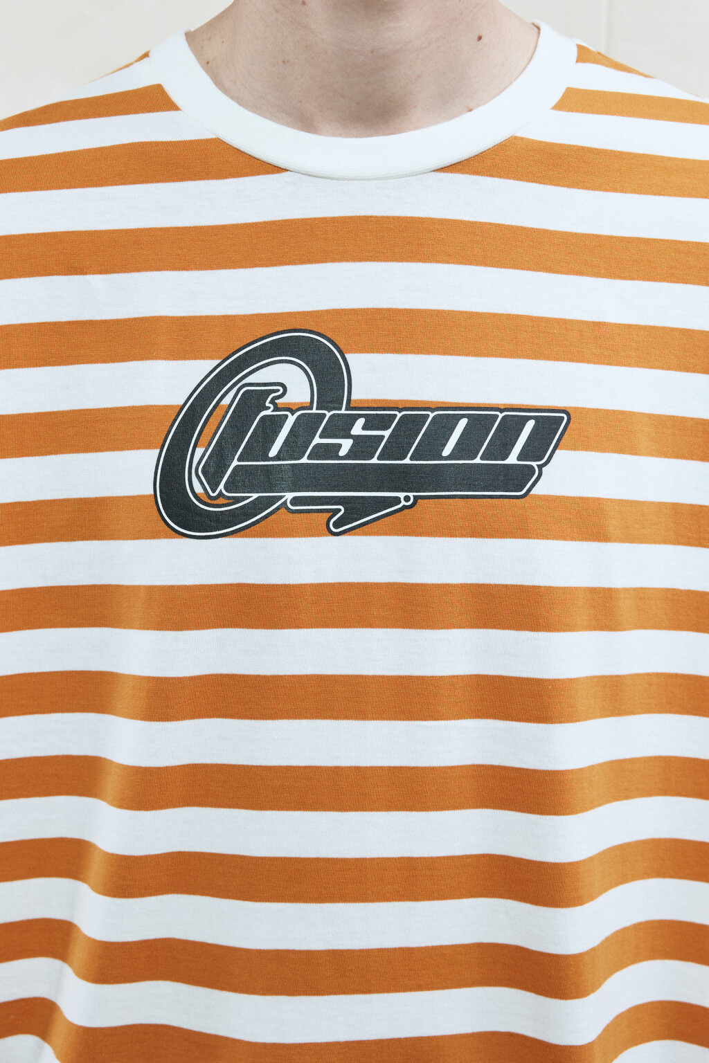 Футболка хлопковая в полоску с надписью - цвет белый - 6