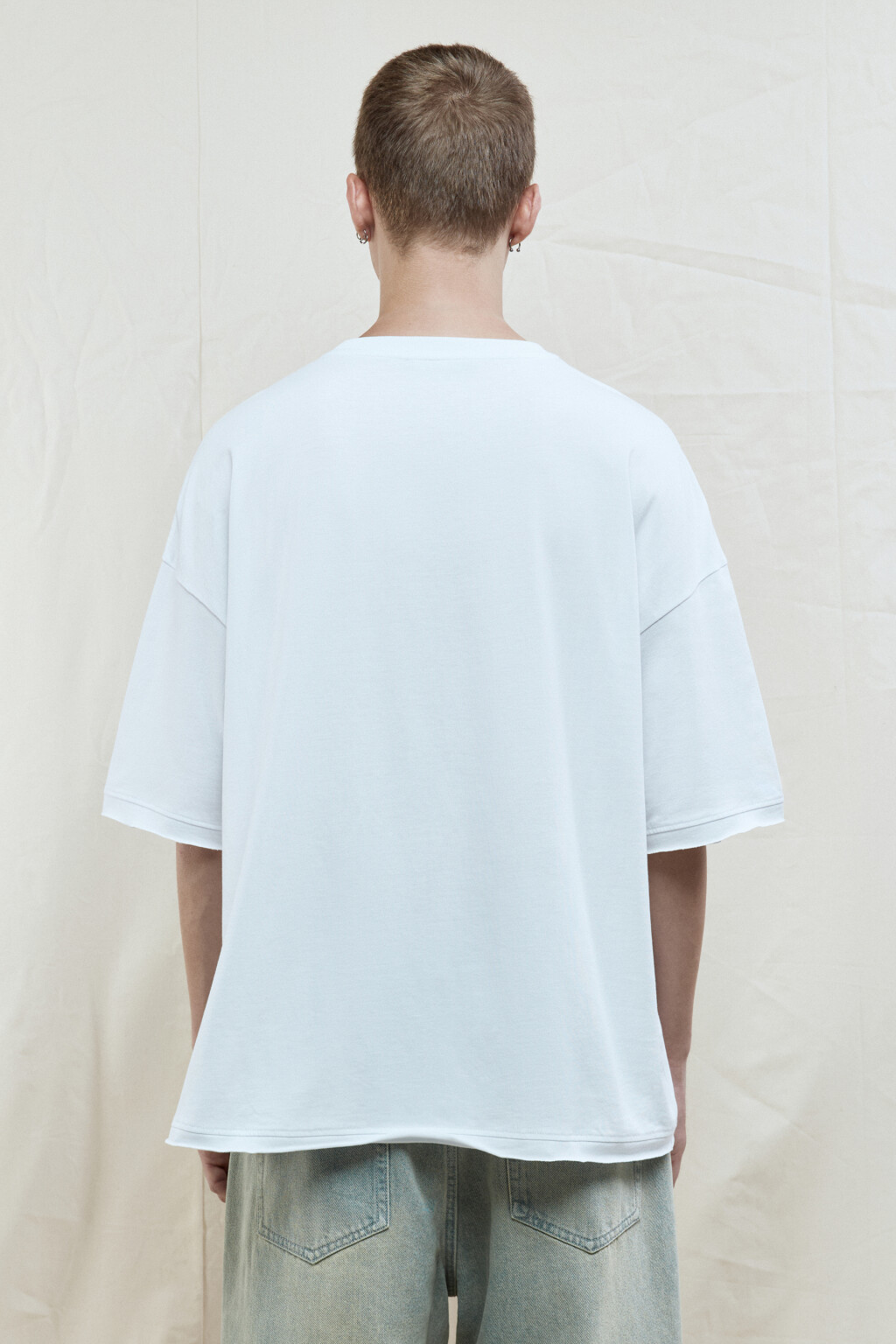 Футболка oversize хлопковая однотонная - цвет белый - 4